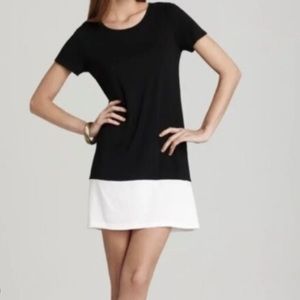 Theory color block t-shirt dress, petite, black and white